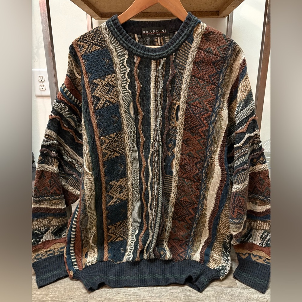 Vintage Brandini Le Collezioni 90’s Coogi Style Hip Hop Sweater Size Large Men’s